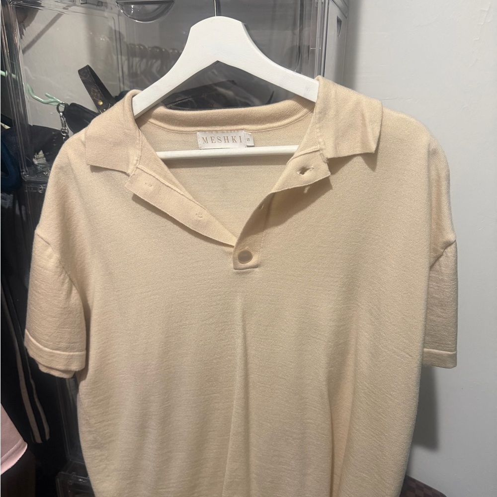 Meshki Cream Women's Polo Top